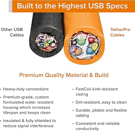 Tether Tools TetherPro USB Type-C Male to USB Type-C Male Cable (15', Orange) CUC15-ORG Tether Tools TetherPro USB Type-C Male to USB Type-C Male Cable (15', Orange) CUC15-ORG